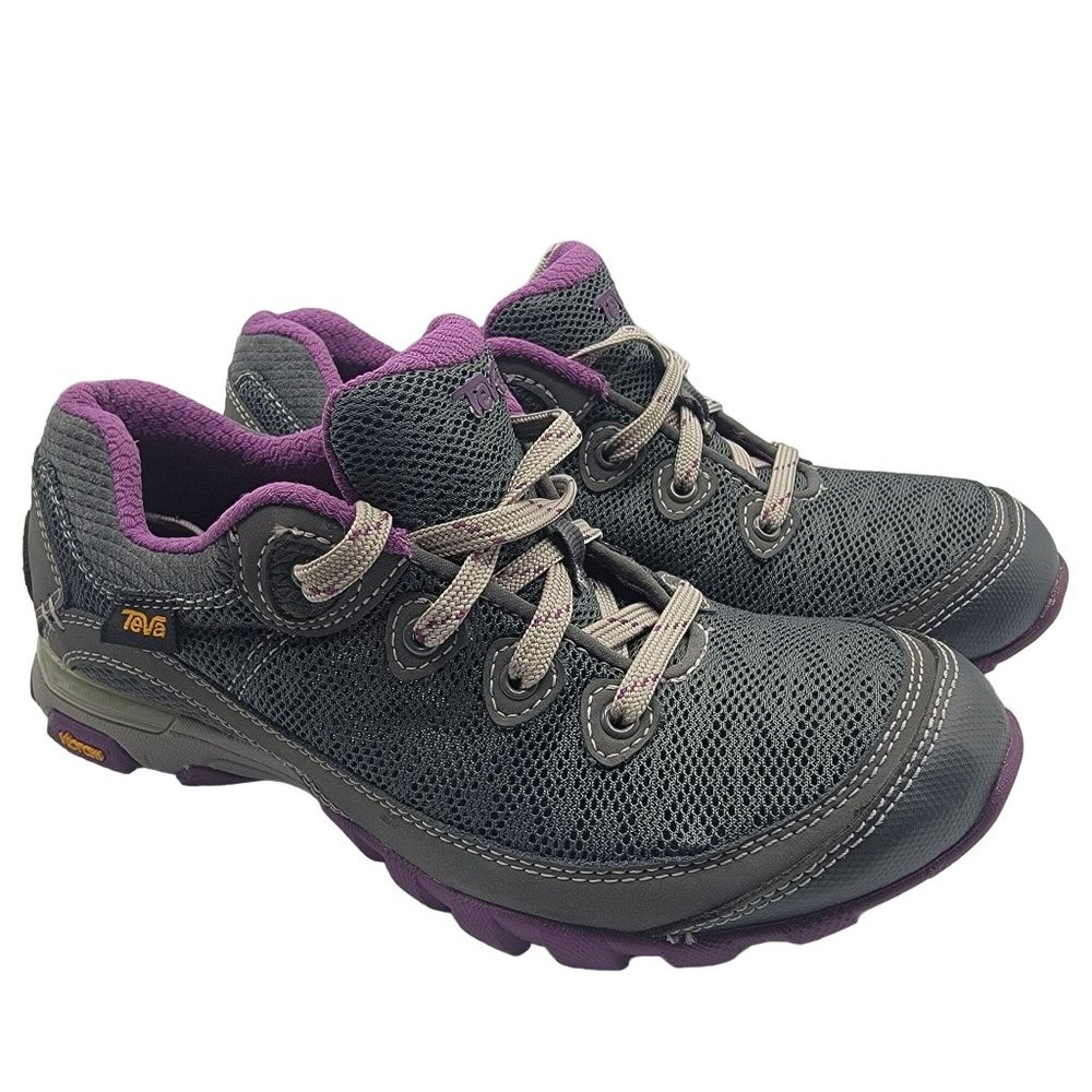 Teva Sugarpine II Womens Size 6 Gray Purple Vibram Soles Air Mesh Hiking Shoes